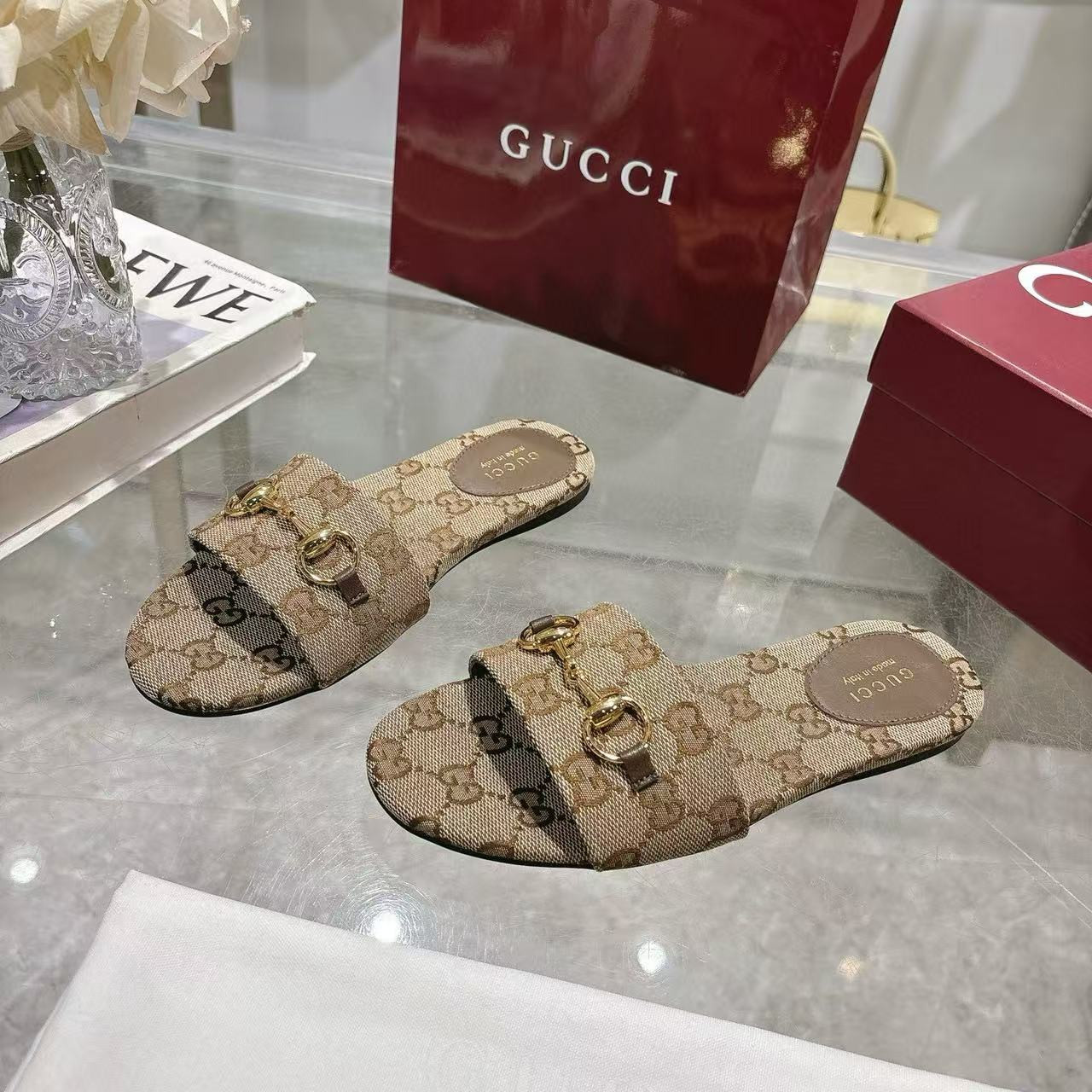 UA G*u*i GG Canvas Siaga Slide Sandals