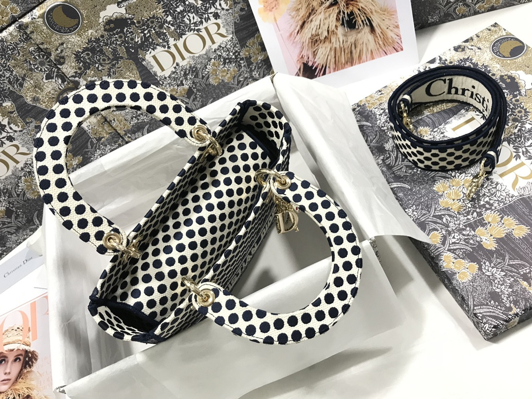 MEDIUM D*0r LADY D-LITE BAG polka dots 24 x 20 x 11 cm