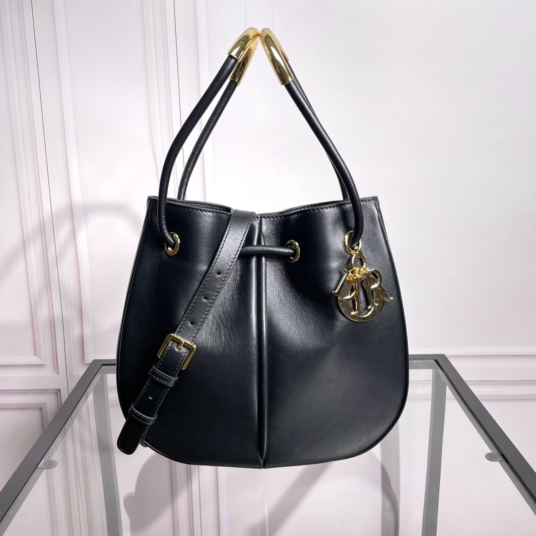 Medium D*0r Nolita Bag Black Calfskin 11 x 10 x 2 inches